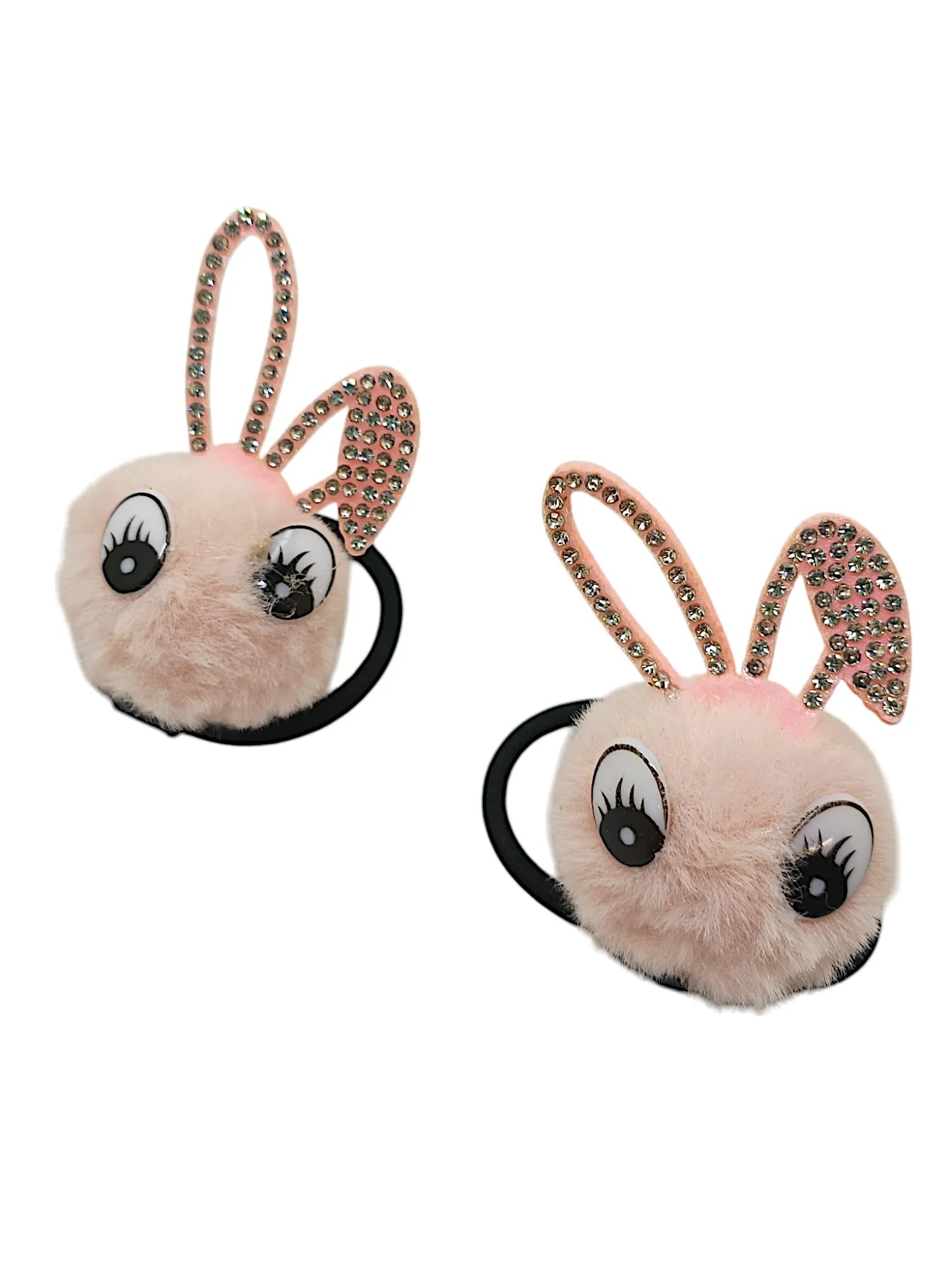 Set of 6 Black & Pink Fur Ponytail Holders
