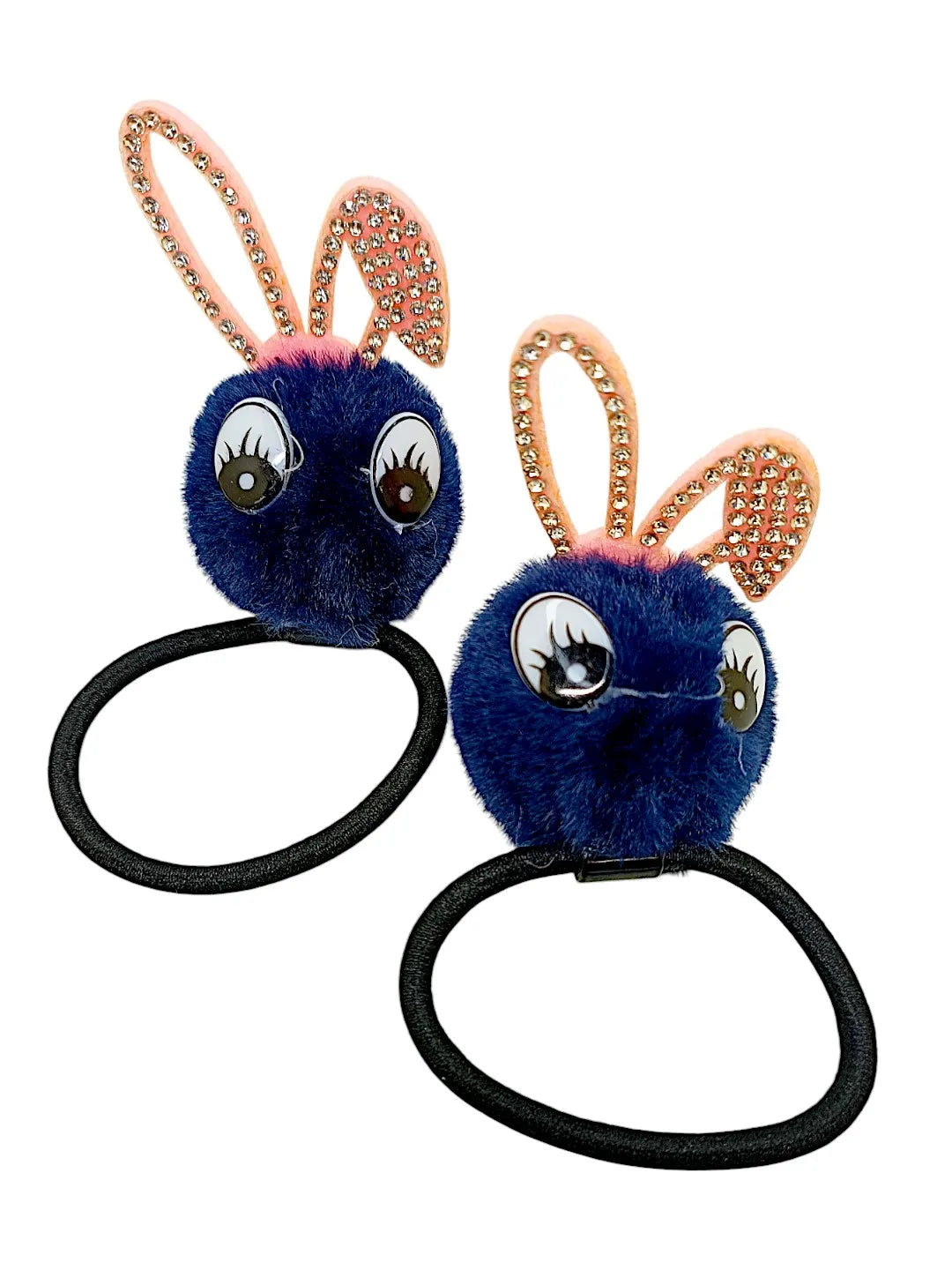 Set of 6 Black & Pink Fur Ponytail Holders