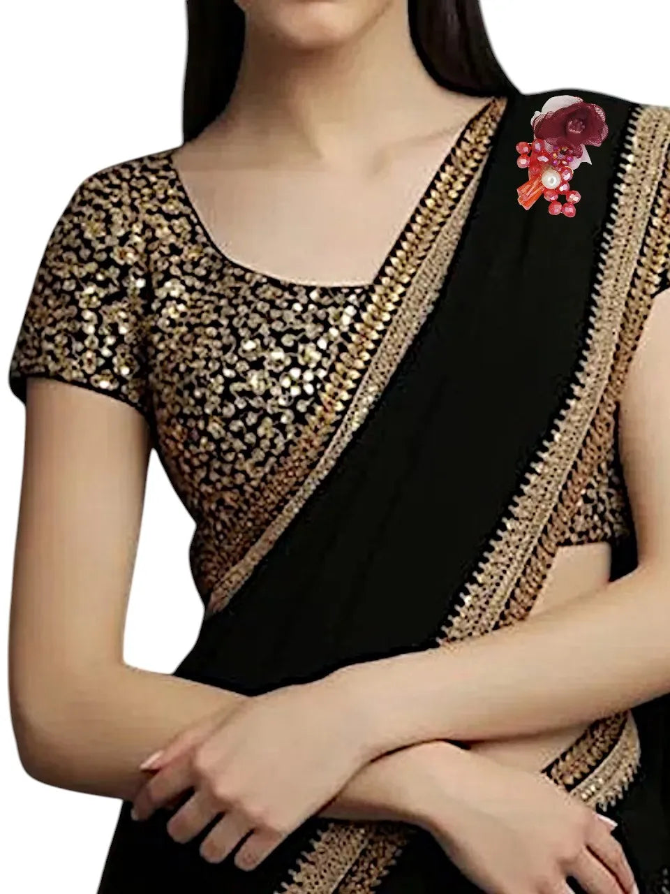 3 Pieces Artificial Beads Studded Saree pin