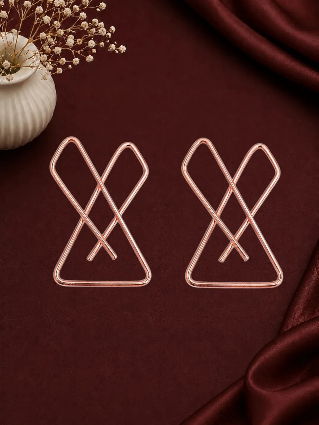 Set Of 4 Rose Gold Plated X Shape Safety Saree Brooch Pin