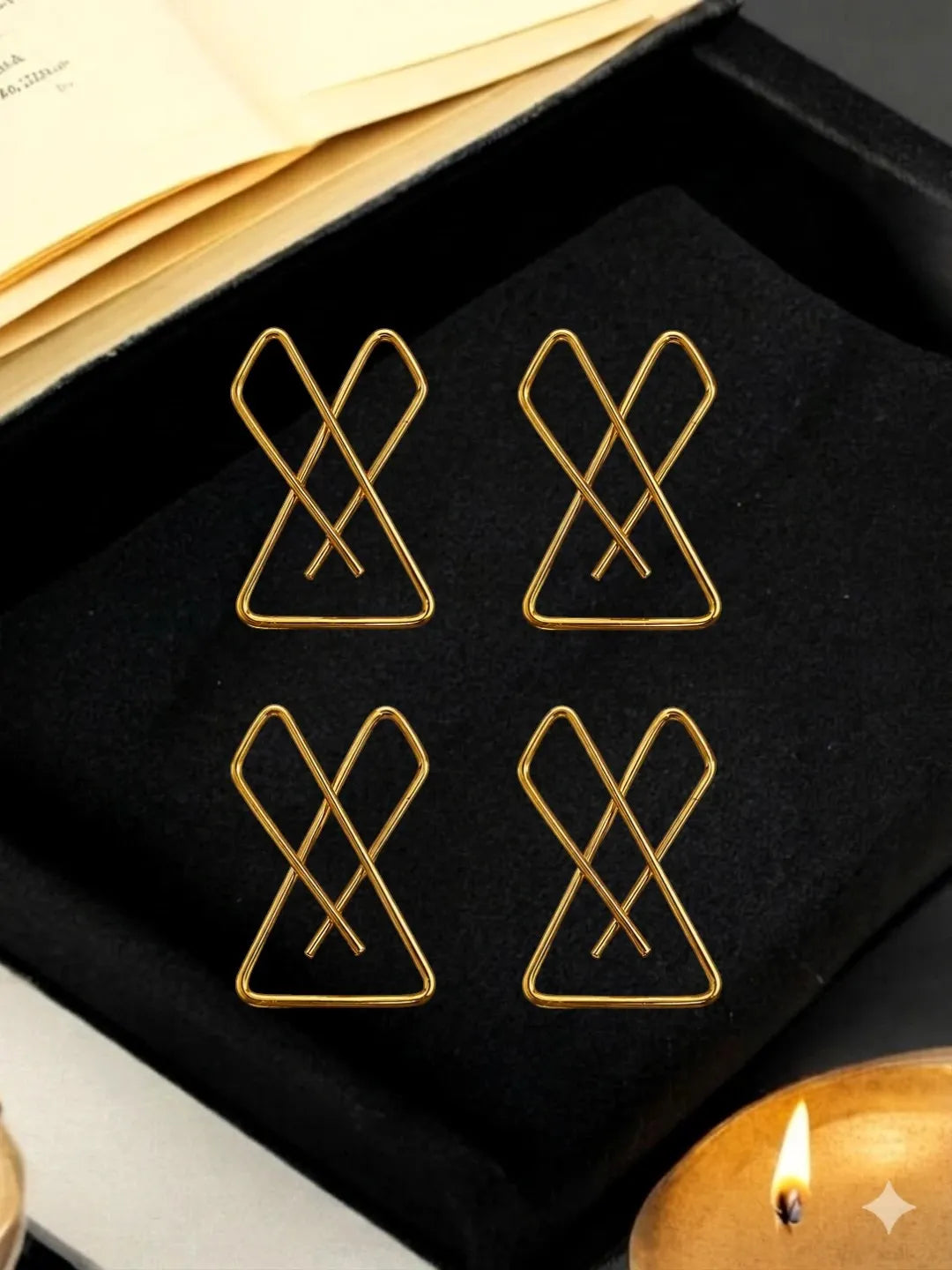 Set Of 4 Gold Plated X Shape Safety Saree Brooch Pin