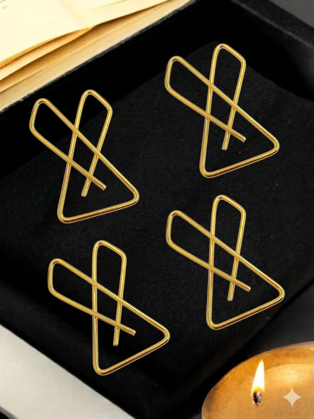 Set Of 4 Gold Plated X Shape Safety Saree Brooch Pin