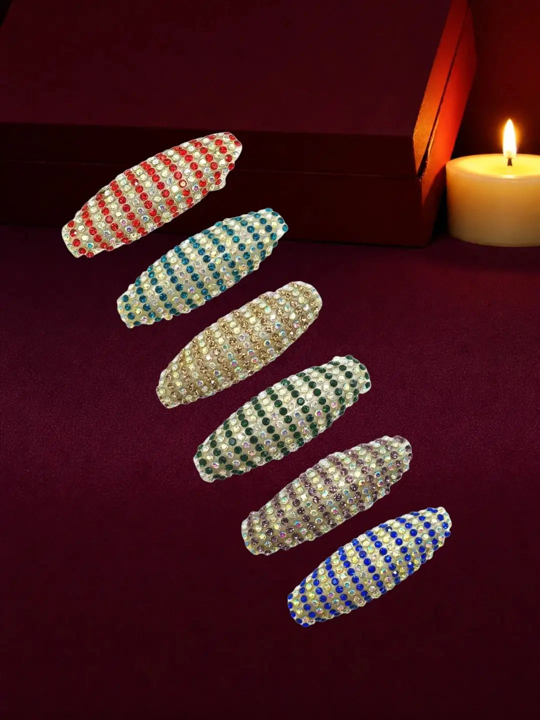 Set Of 6 Multicolor Embellished Safety Saree Pin