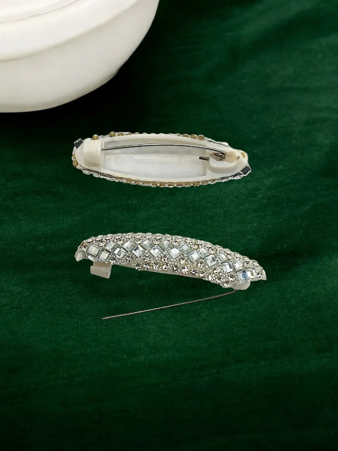 Set Of 6 Silver CZ Embellished Safety Saree Pin