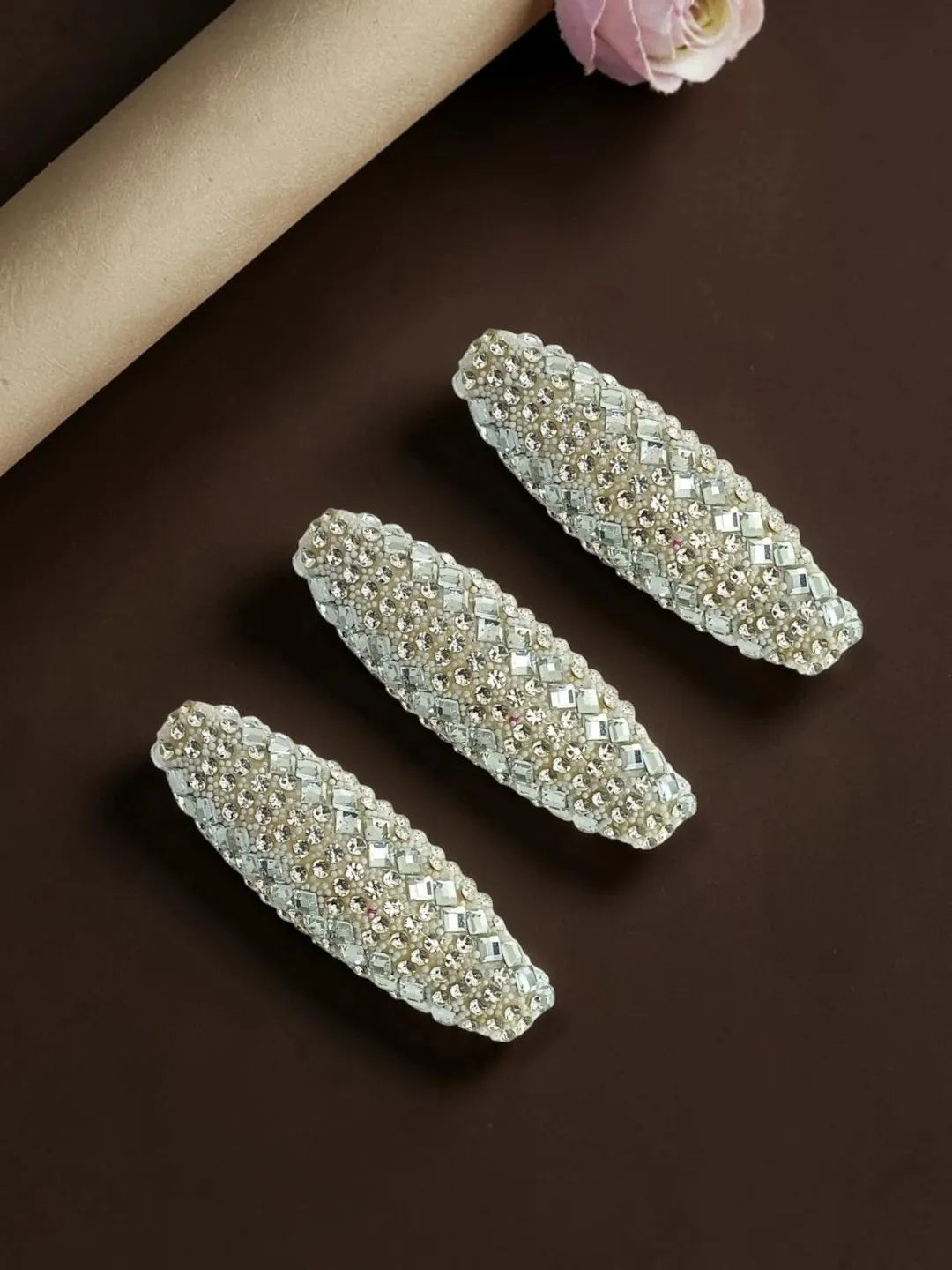 Set Of 5 Silver CZ Embellished Safety Saree Pin