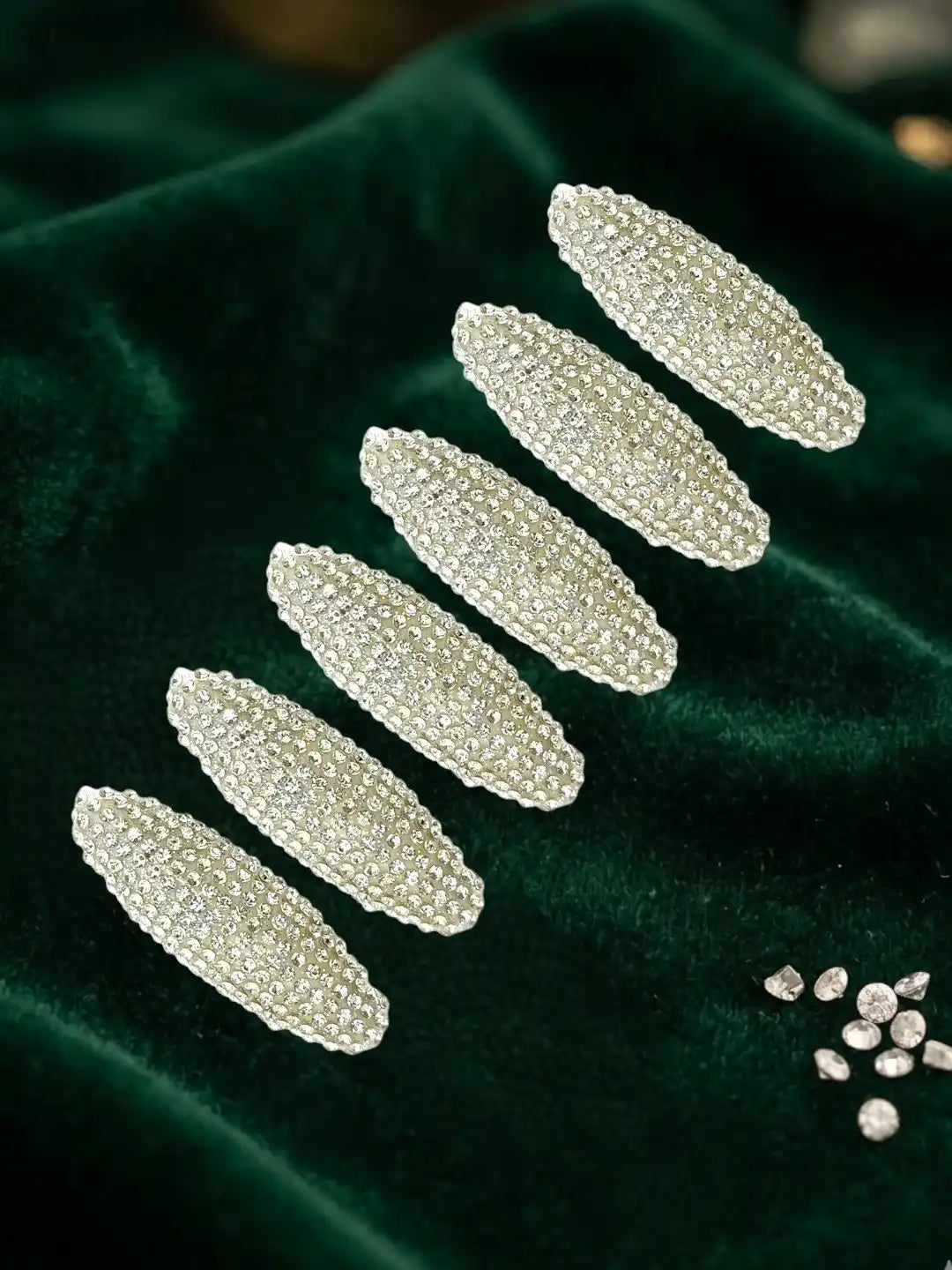 Set Of 6 Silver Embellished CZ Safety Saree Pin For Women and Girls