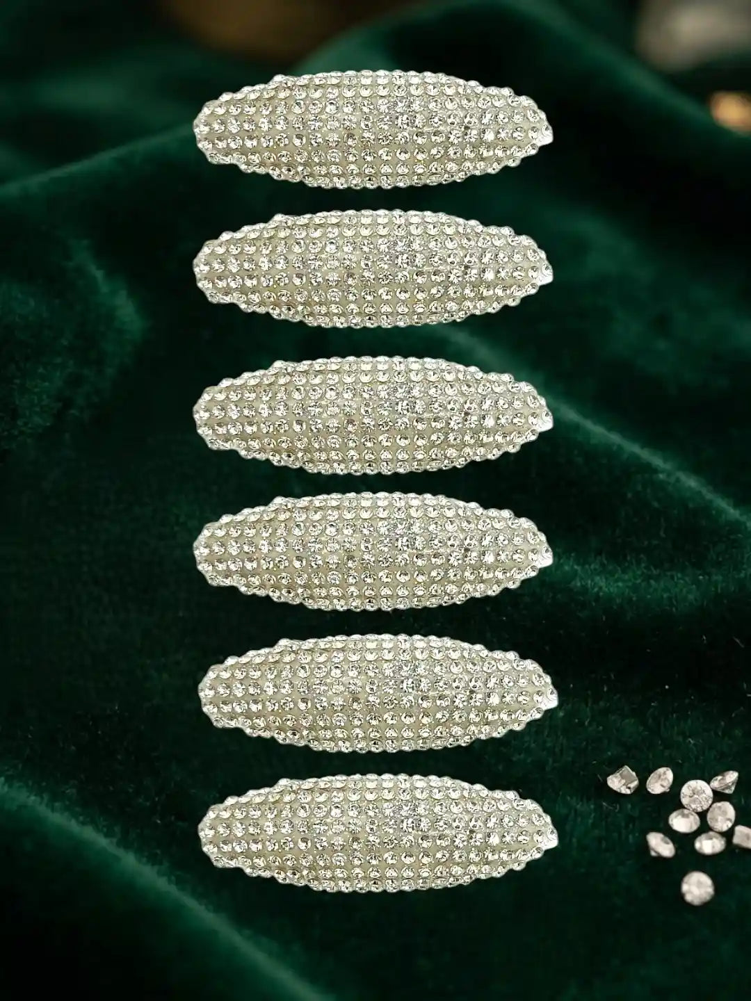 Set Of 6 Silver Embellished CZ Safety Saree Pin For Women and Girls