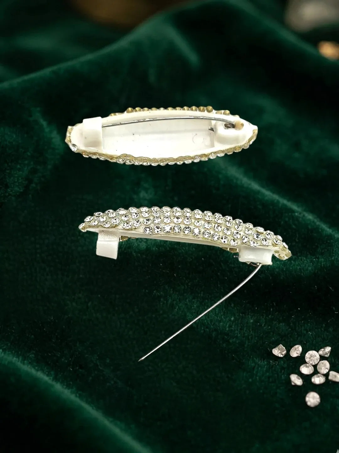 Set Of 6 Silver Embellished CZ Safety Saree Pin For Women and Girls