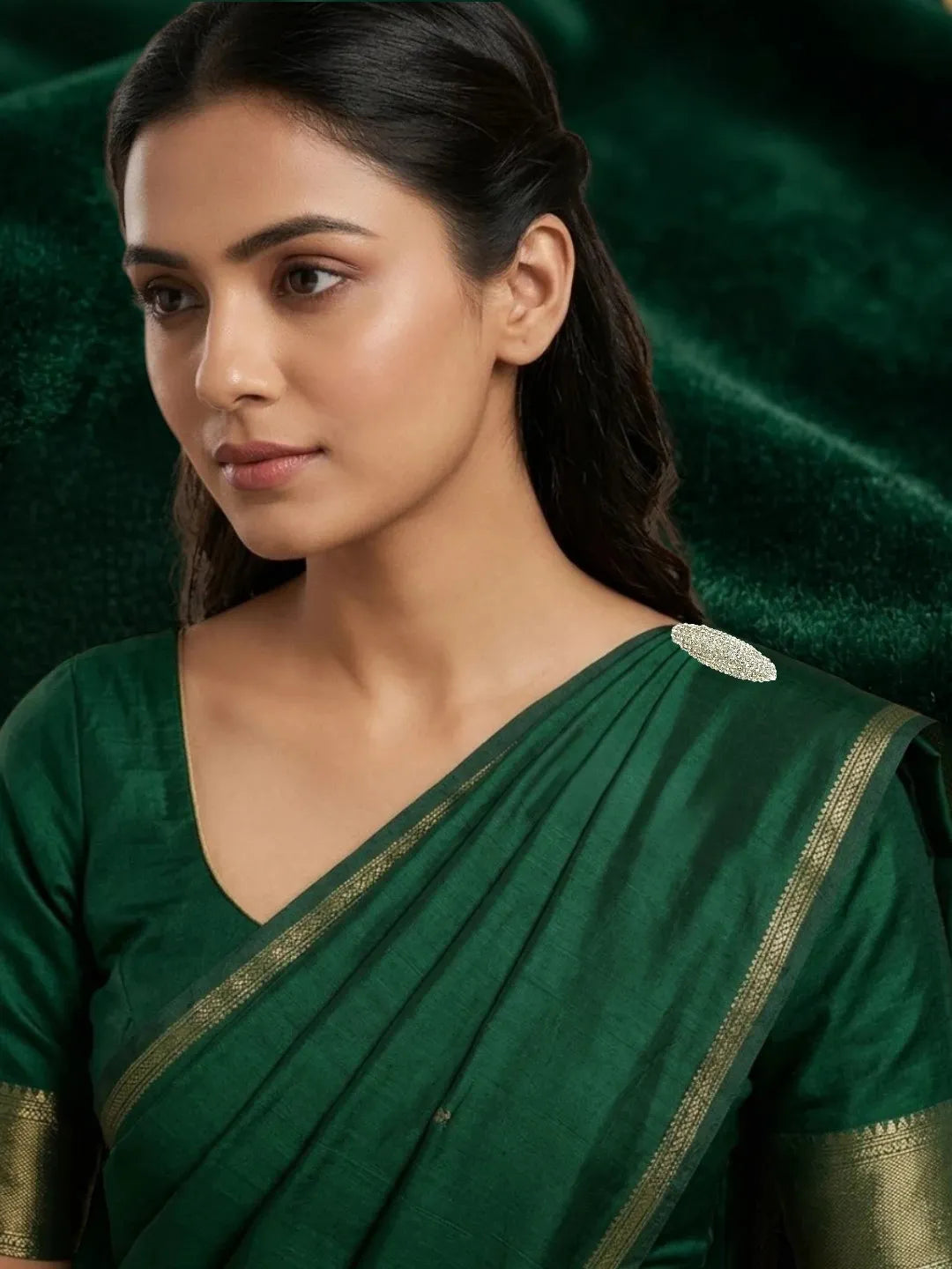 Set Of 6 Silver Embellished CZ Safety Saree Pin For Women and Girls