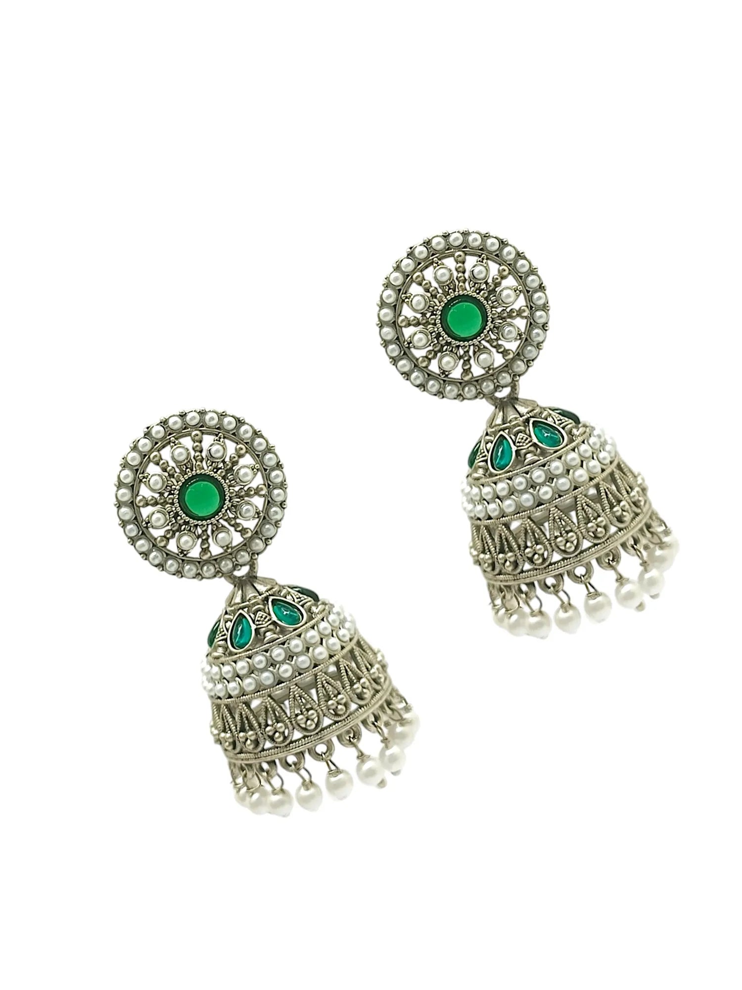 Silver-Plated Jhumka Earrings