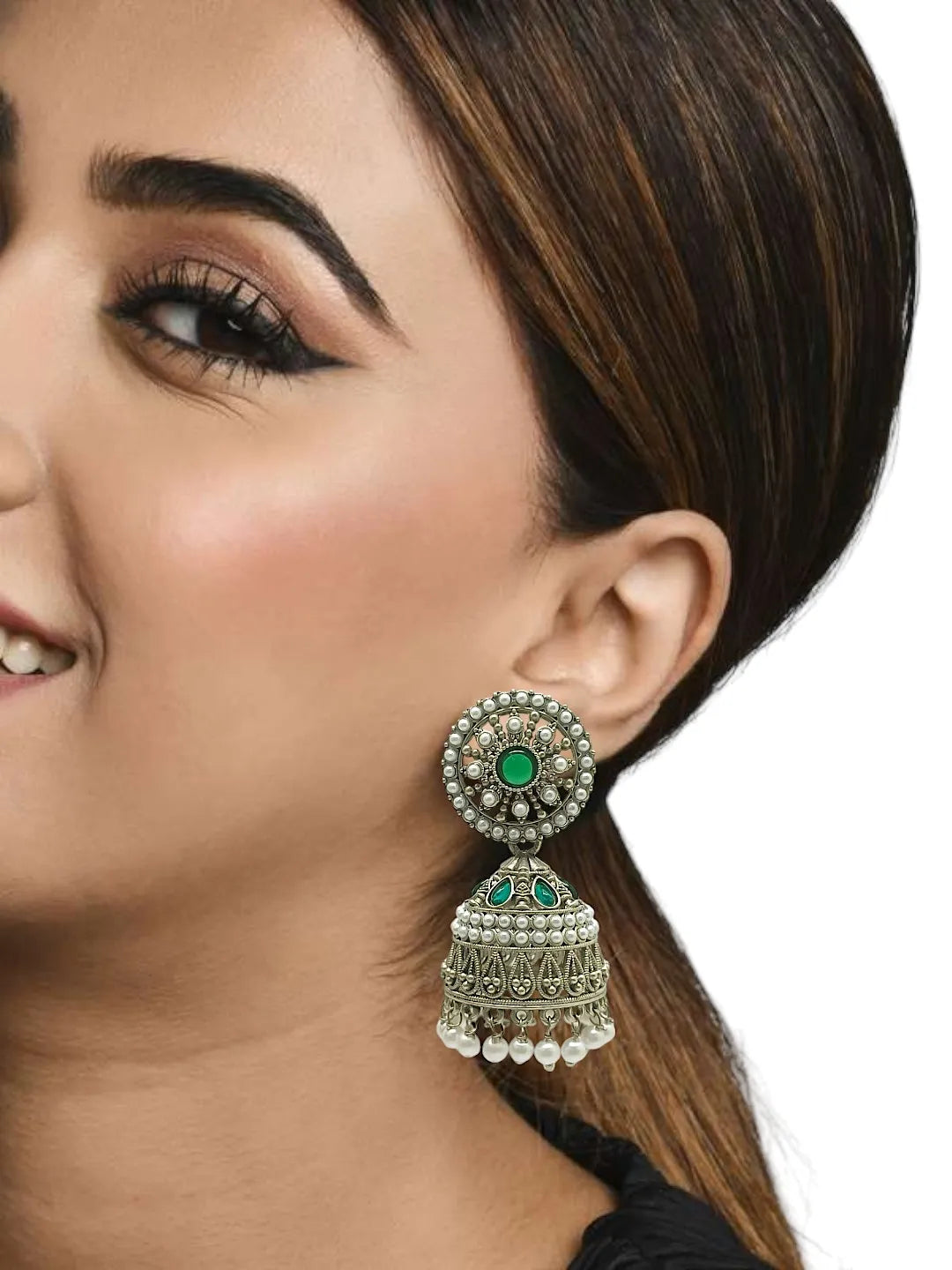 Silver-Plated Jhumka Earrings