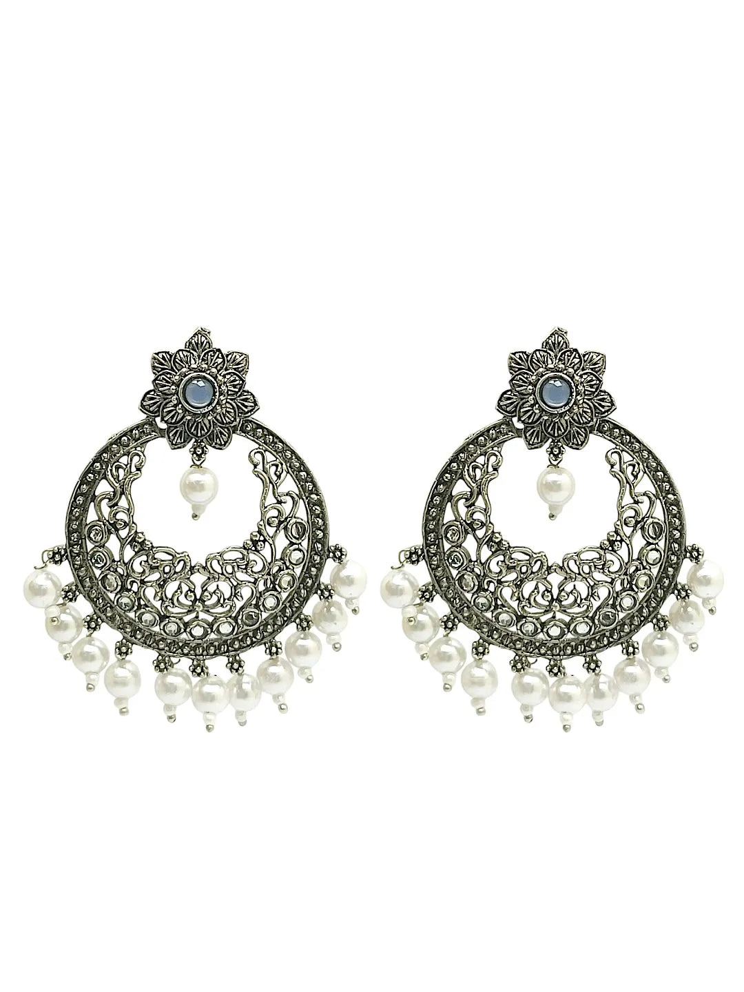 Silver Plated Chandbali Drop Earrings