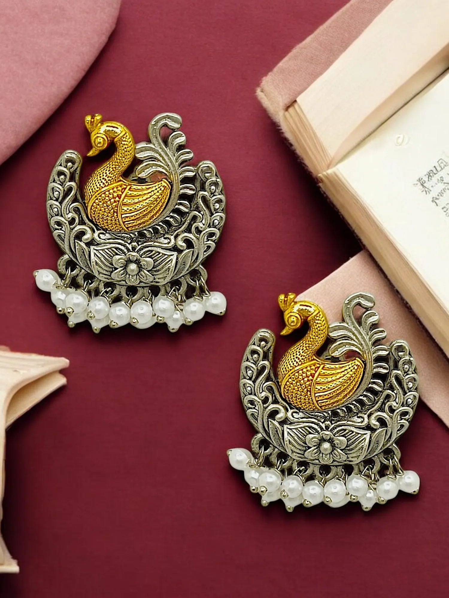Peacock Shaped Drop Earrings