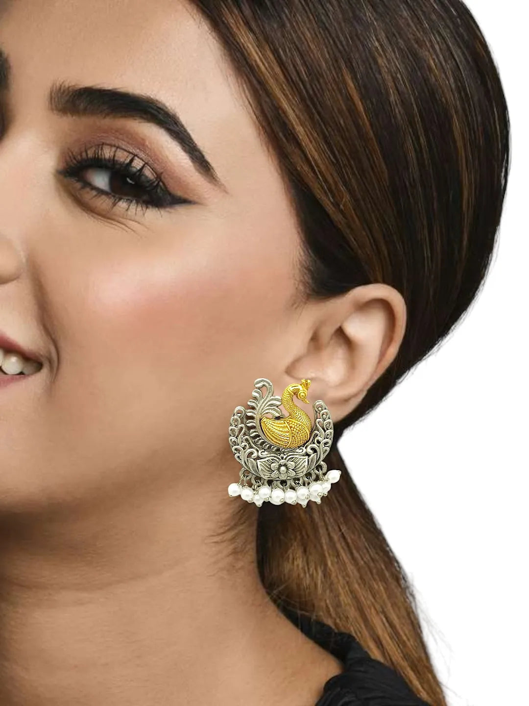 Peacock Shaped Drop Earrings