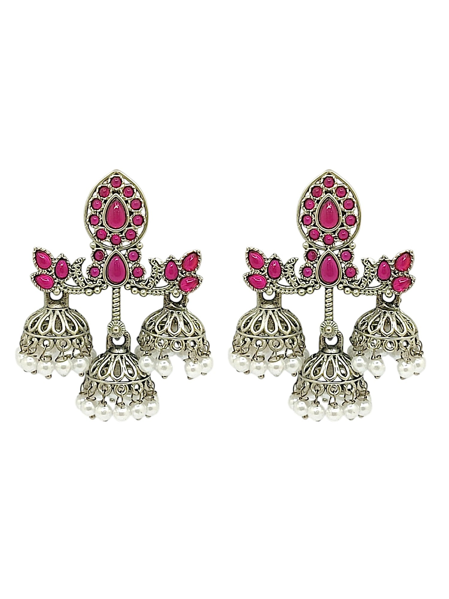Silver Plated Classic Floral Jhumka Earrings