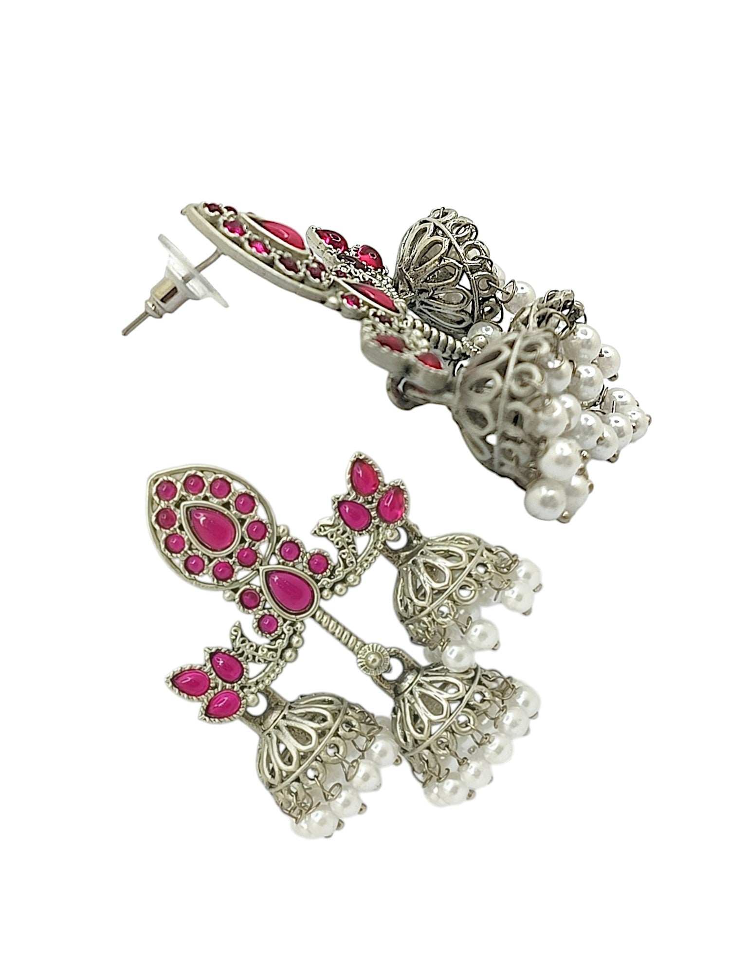 Silver Plated Classic Floral Jhumka Earrings