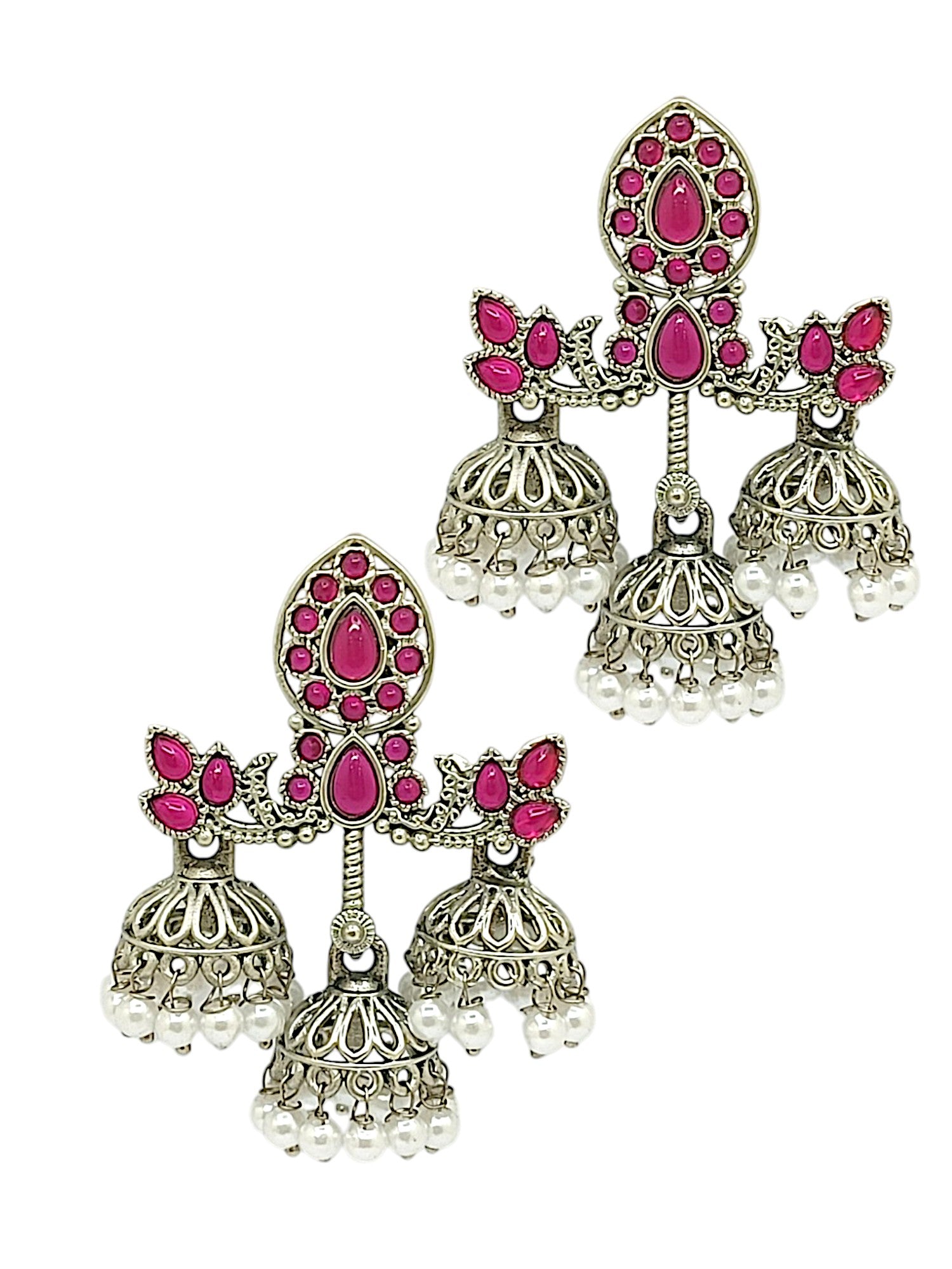 Silver Plated Classic Floral Jhumka Earrings