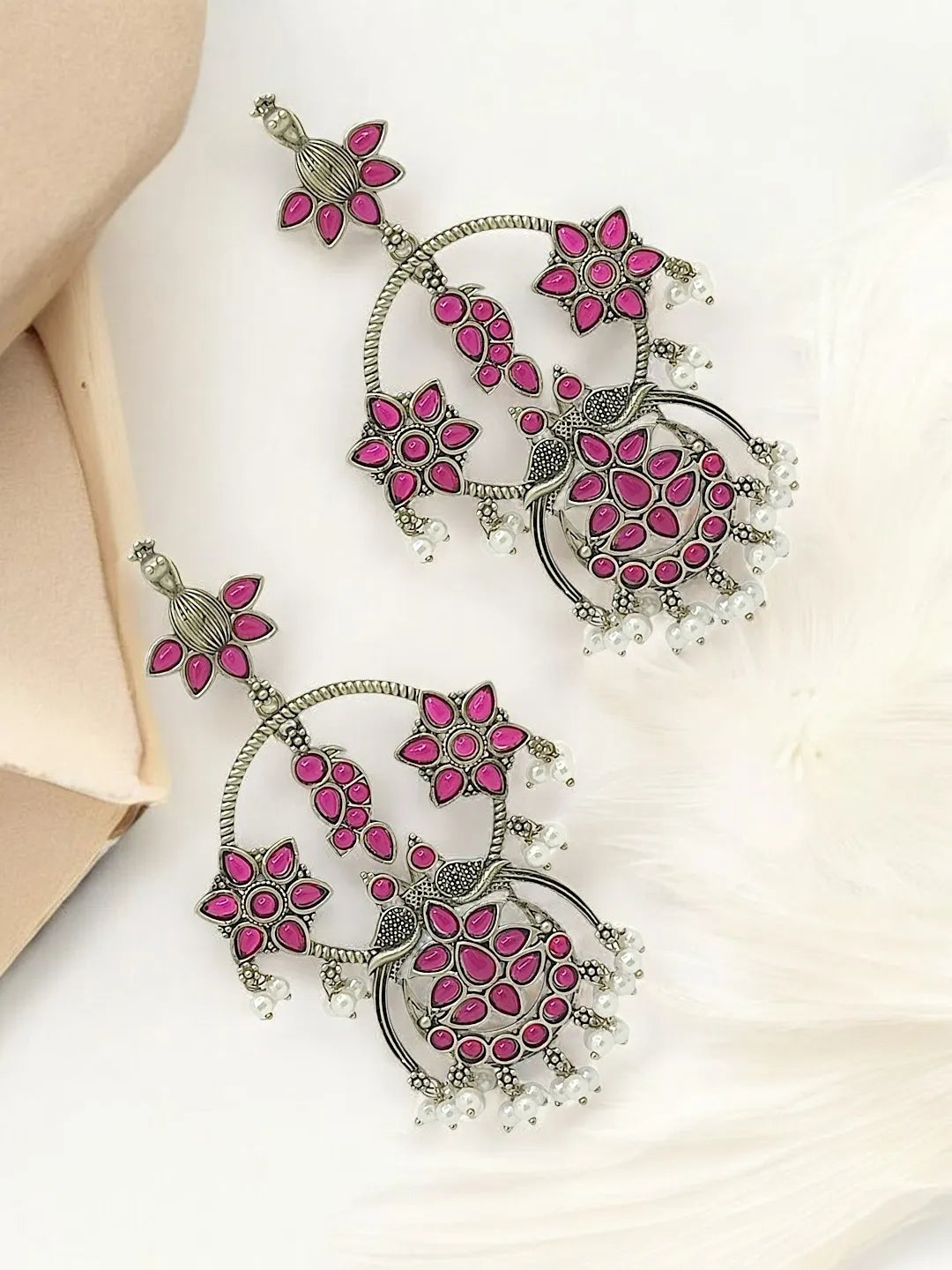 Contemporary Floral Drop Earrings