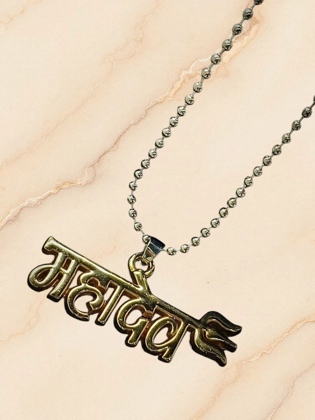 Silver-Plated Trishul Mahadev Pendant Chain