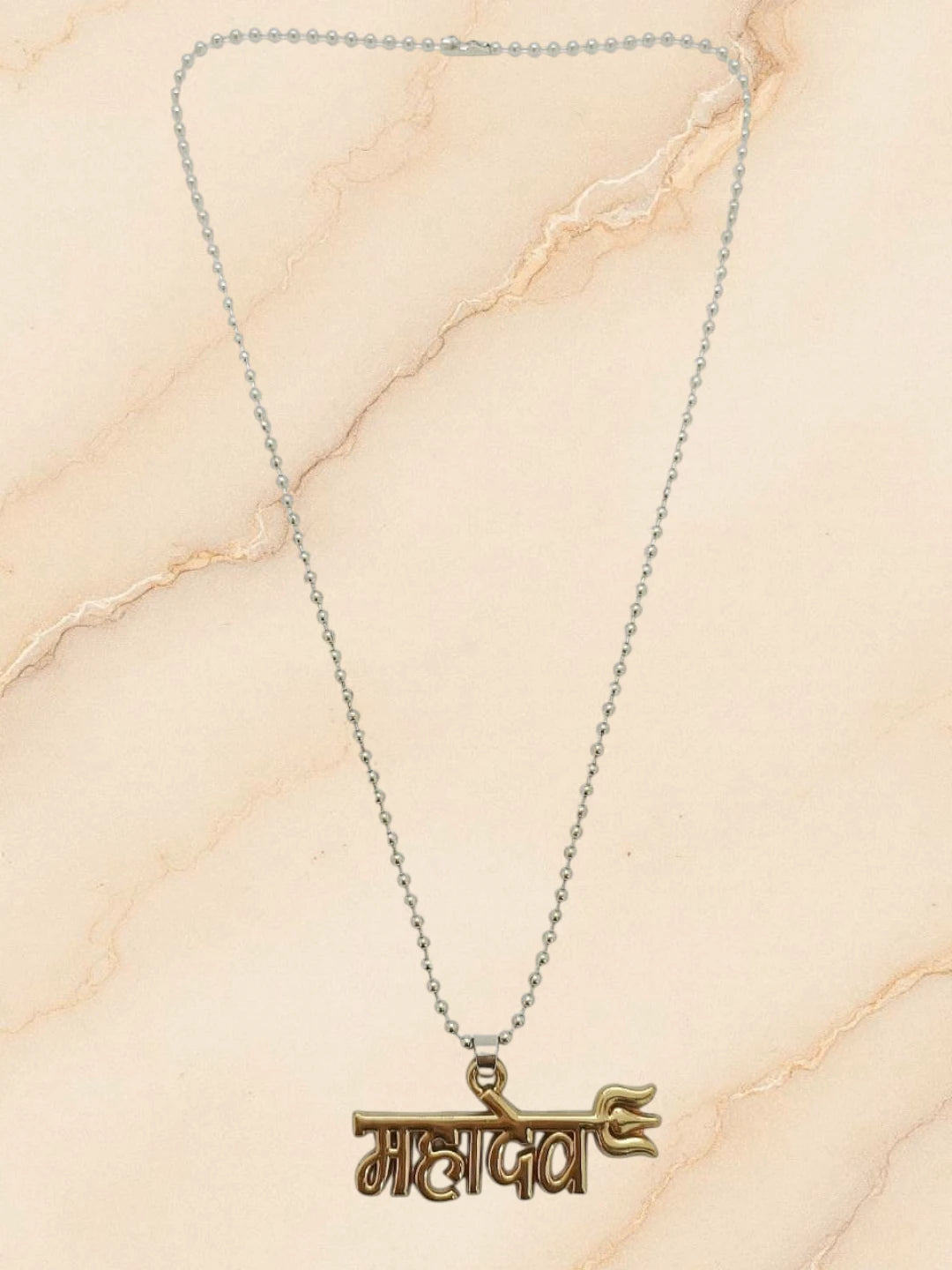 Silver-Plated Trishul Mahadev Pendant Chain