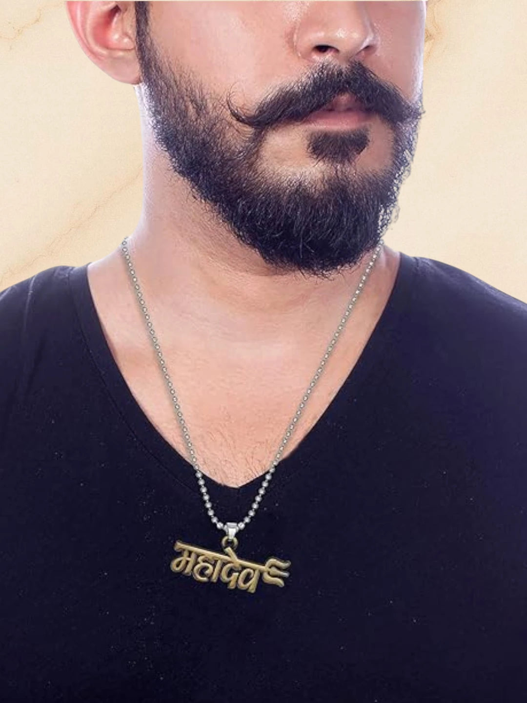 Silver-Plated Trishul Mahadev Pendant Chain