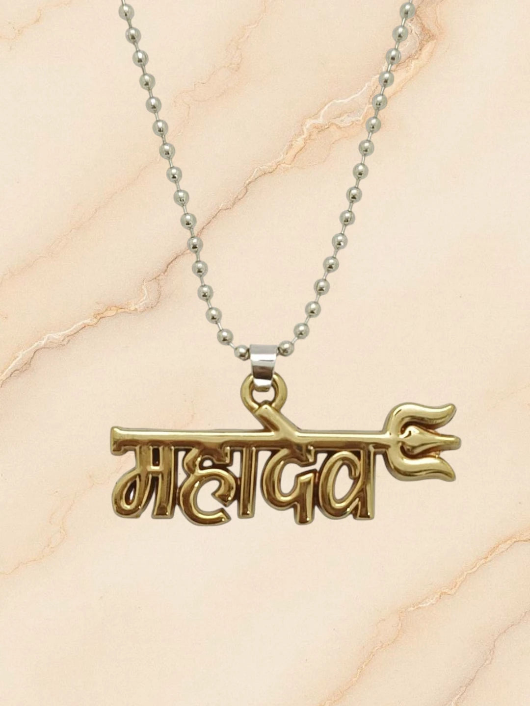 Silver-Plated Trishul Mahadev Pendant Chain