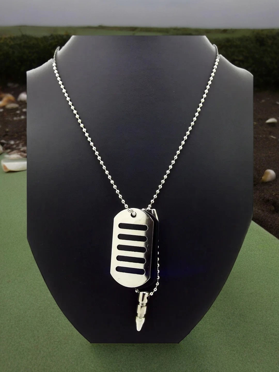 Military Bullet Tag Pendant Chain