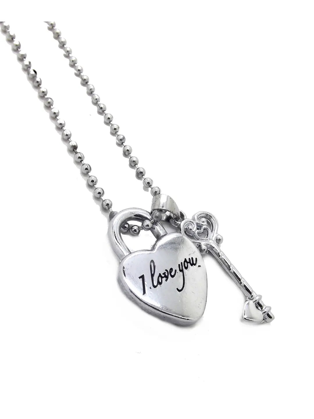 Heart Lock & Key Pendant Chain