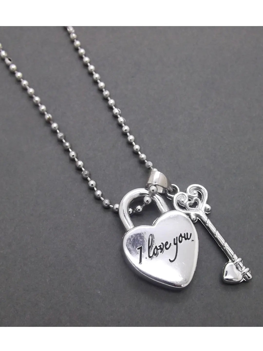 Heart Lock & Key Pendant Chain