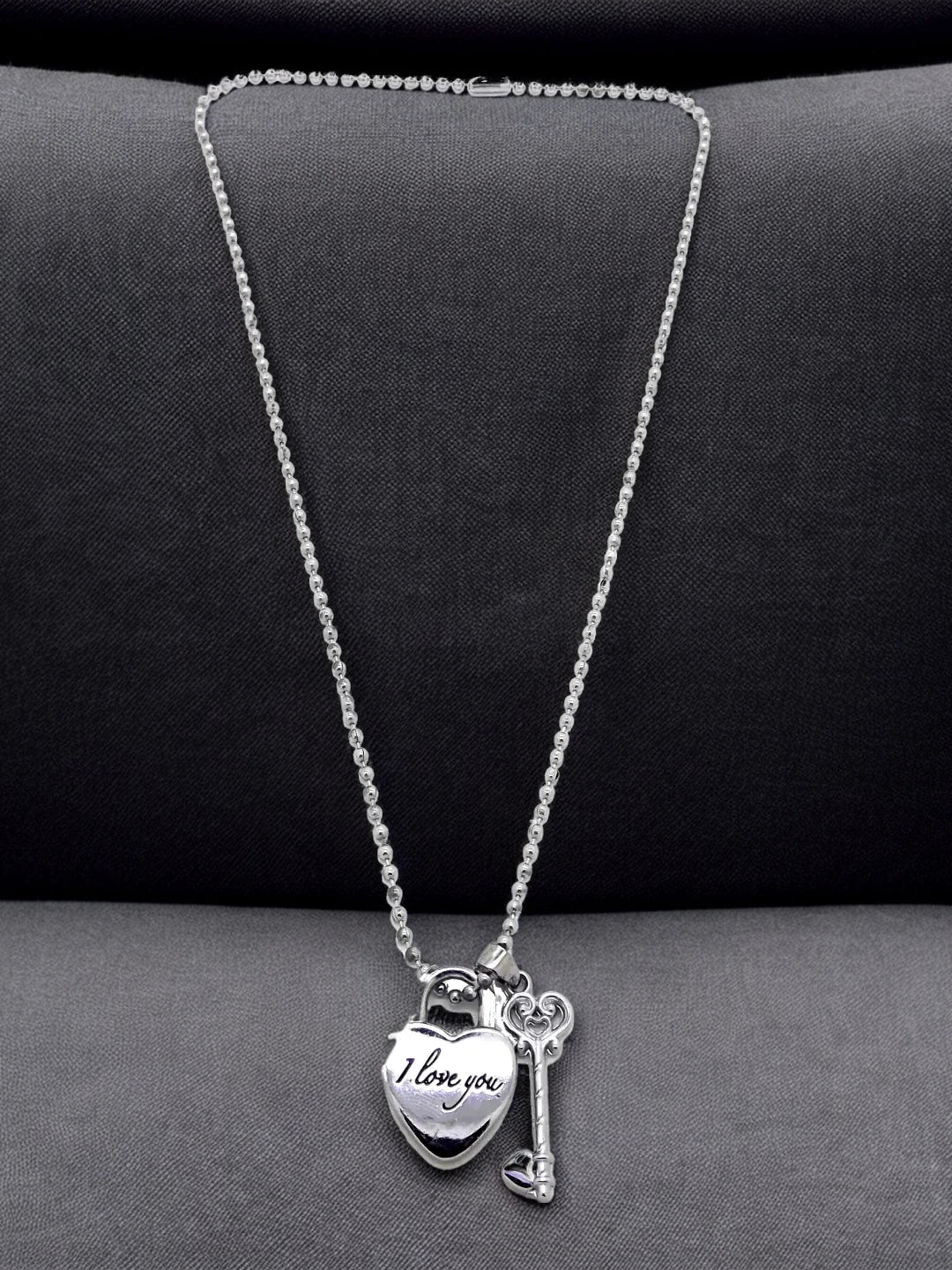 Heart Lock & Key Pendant Chain