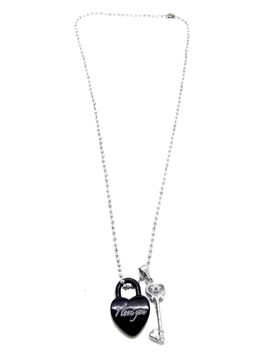 Black Heart Lock & Key Pendant Chain