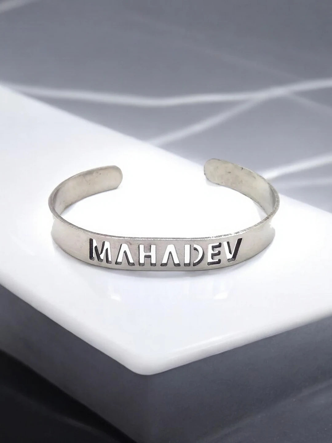 Silver Plated Mahadev Kada Bracelet