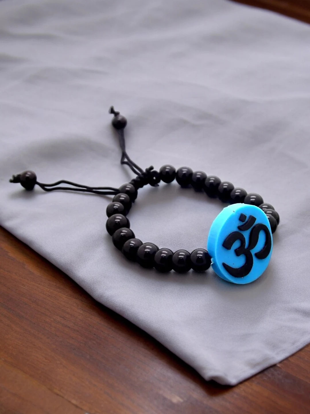 Blue Om Beaded Bracelet