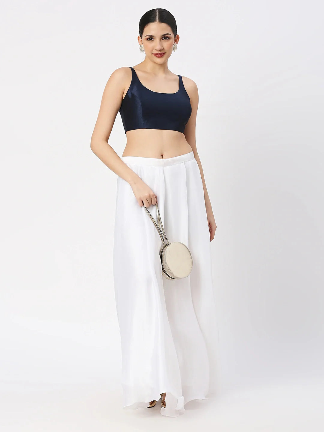 Navy Elegance Silk Blouse