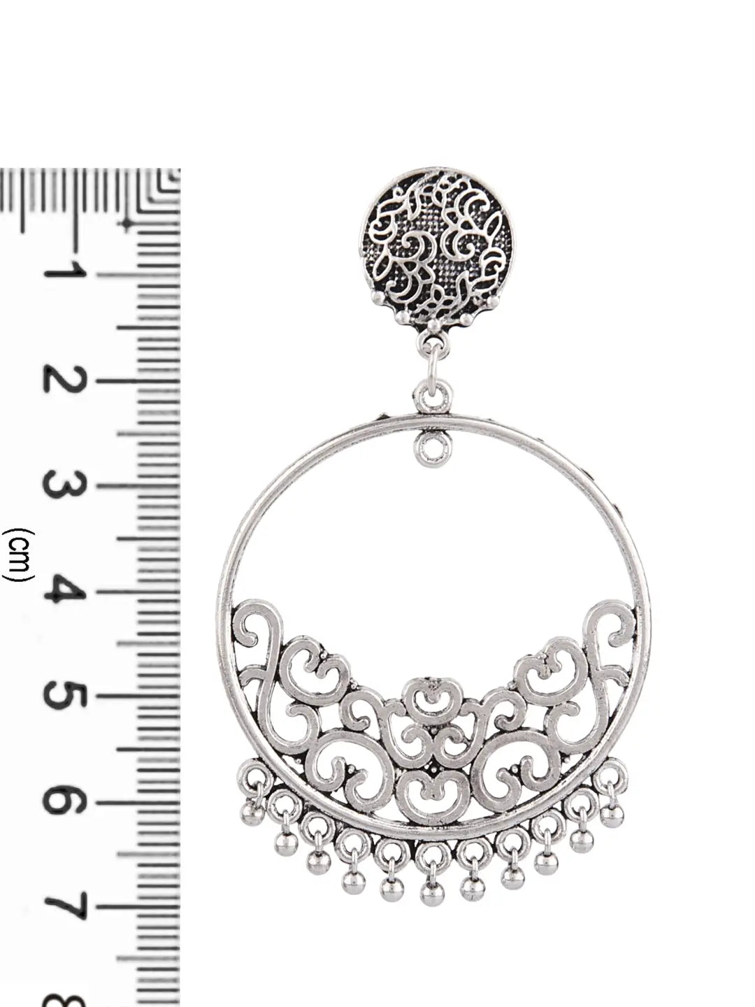 Silver Oxidised Chandbali Earrings