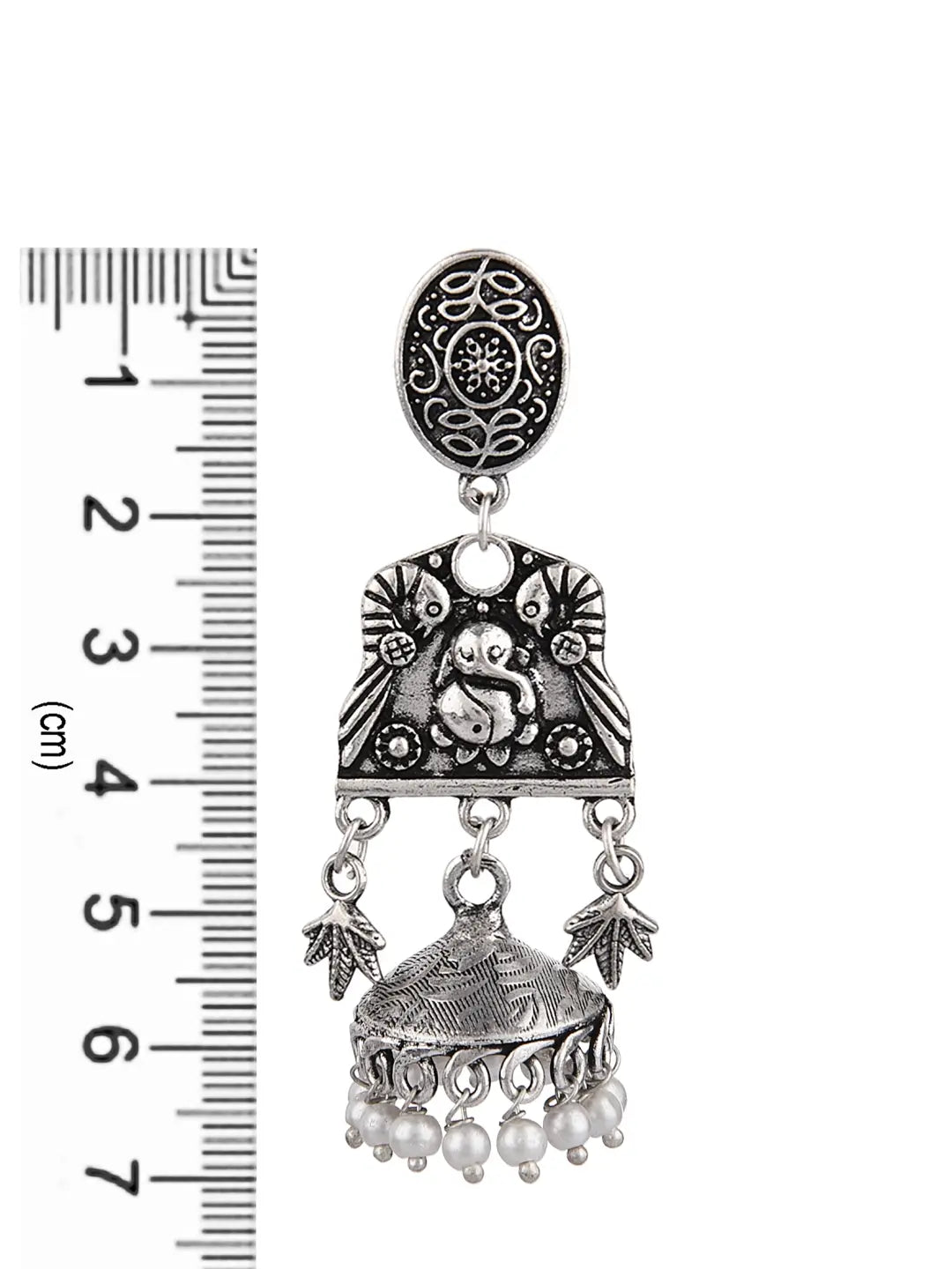 Silver Oxidised Pearl Earrings