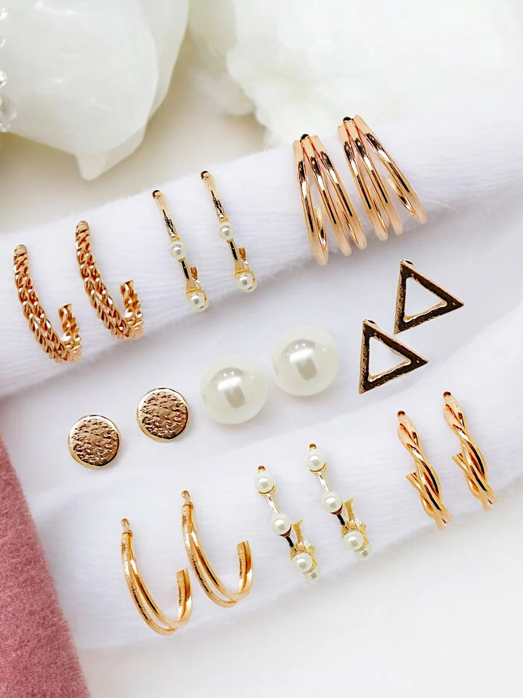 Studs & Half Hoop Combo Earrings