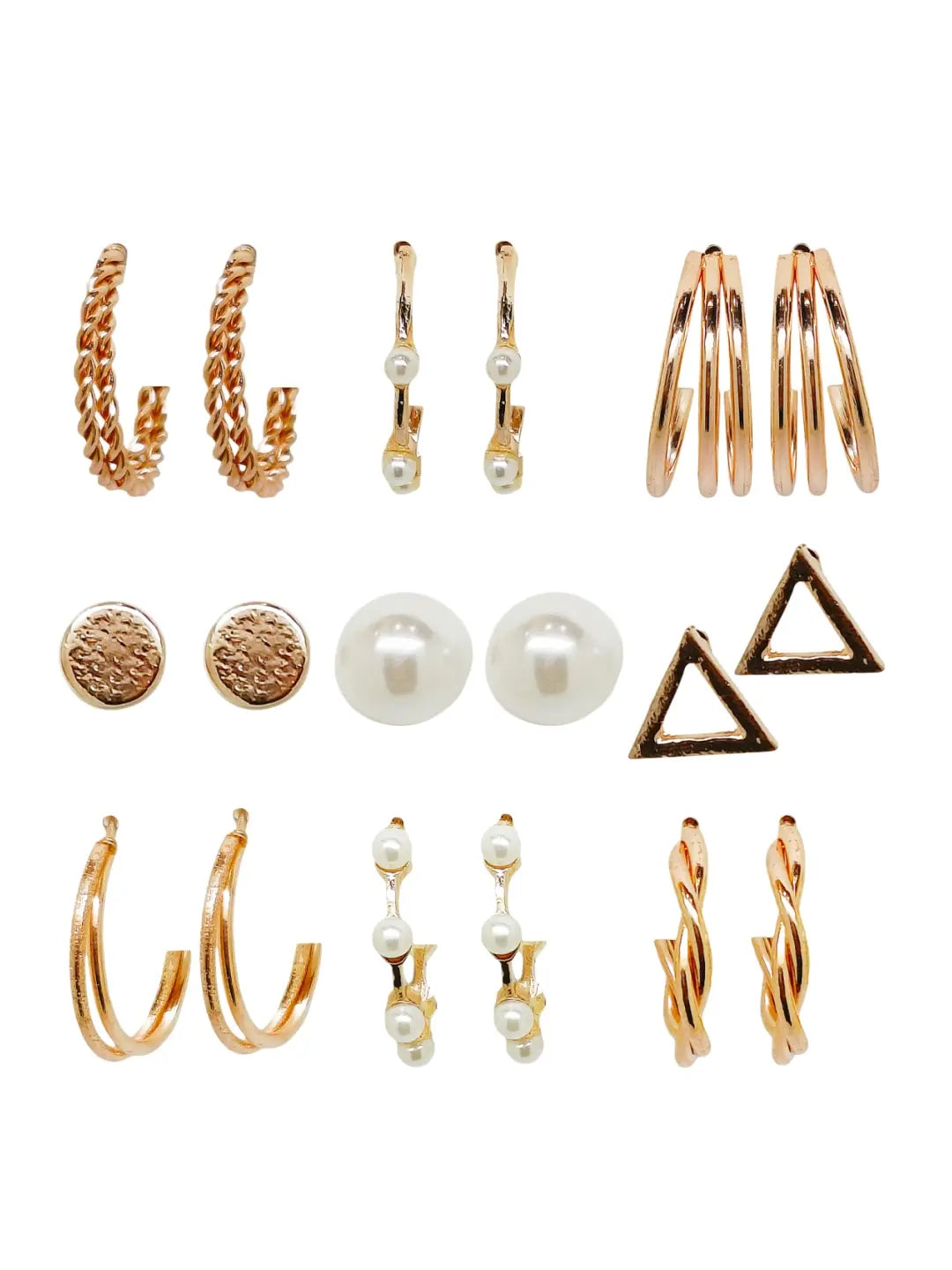 Studs & Half Hoop Combo Earrings