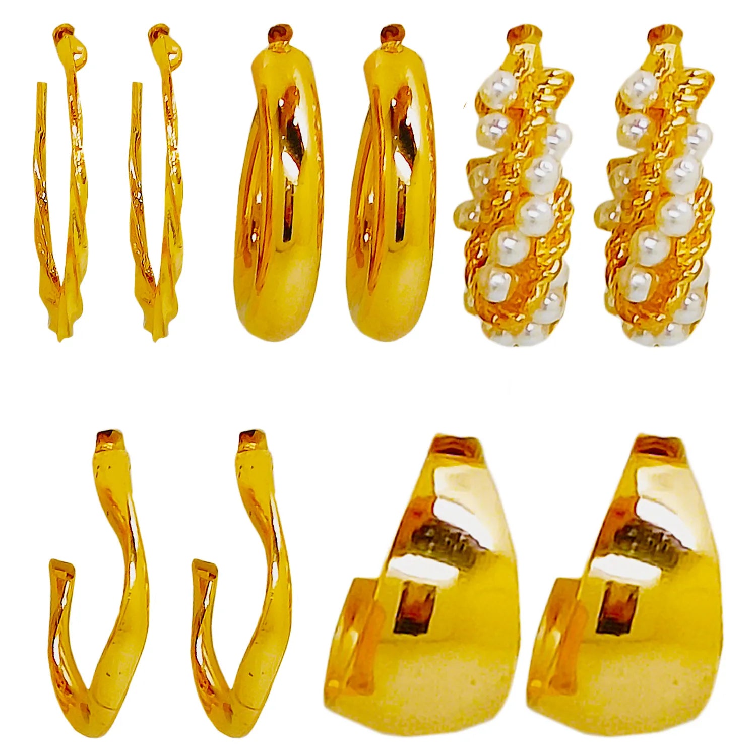 Set Of 5 Gold Plated Casual Wear Earings
