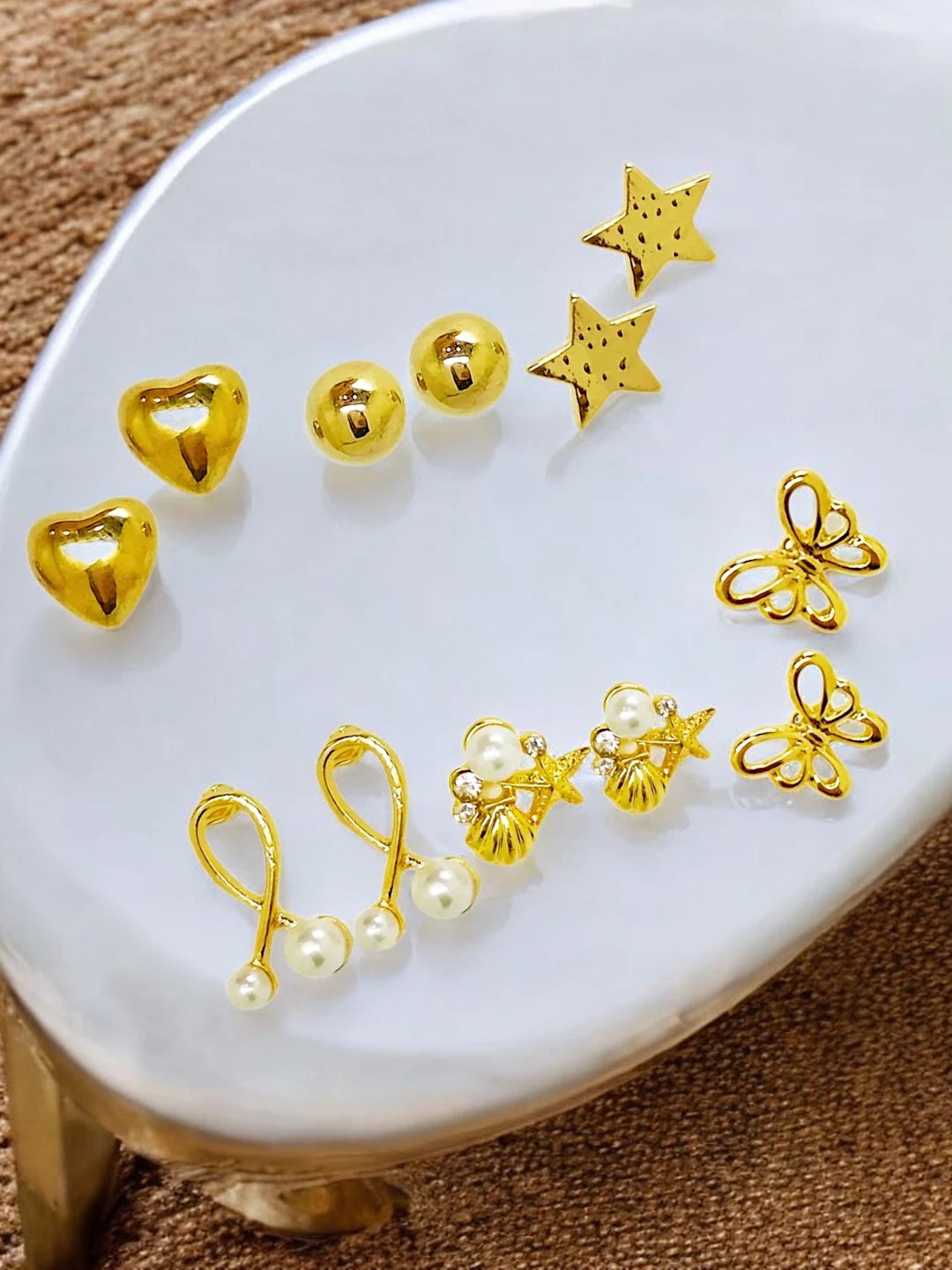 Combo of Gold Plated Stud Earrings