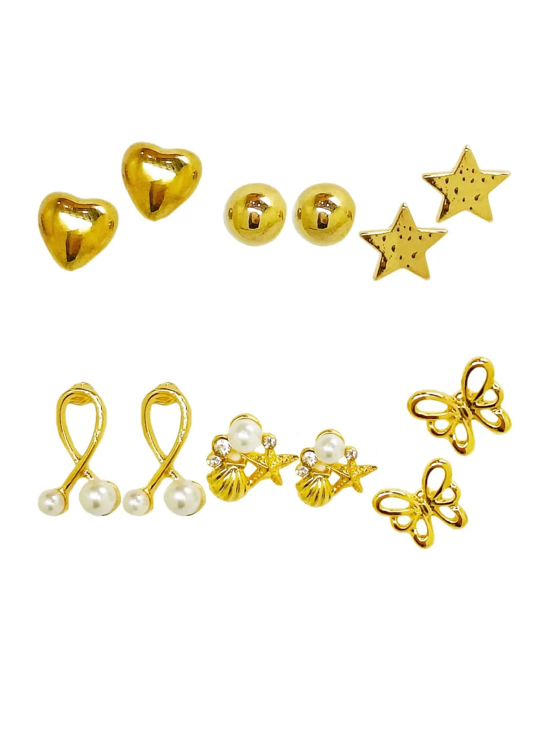 Combo of Gold Plated Stud Earrings
