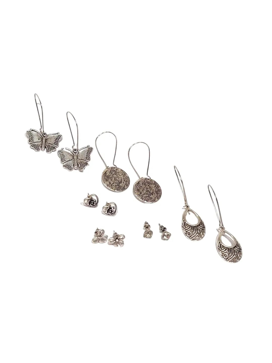 Silver Oxidised Combo Earrings