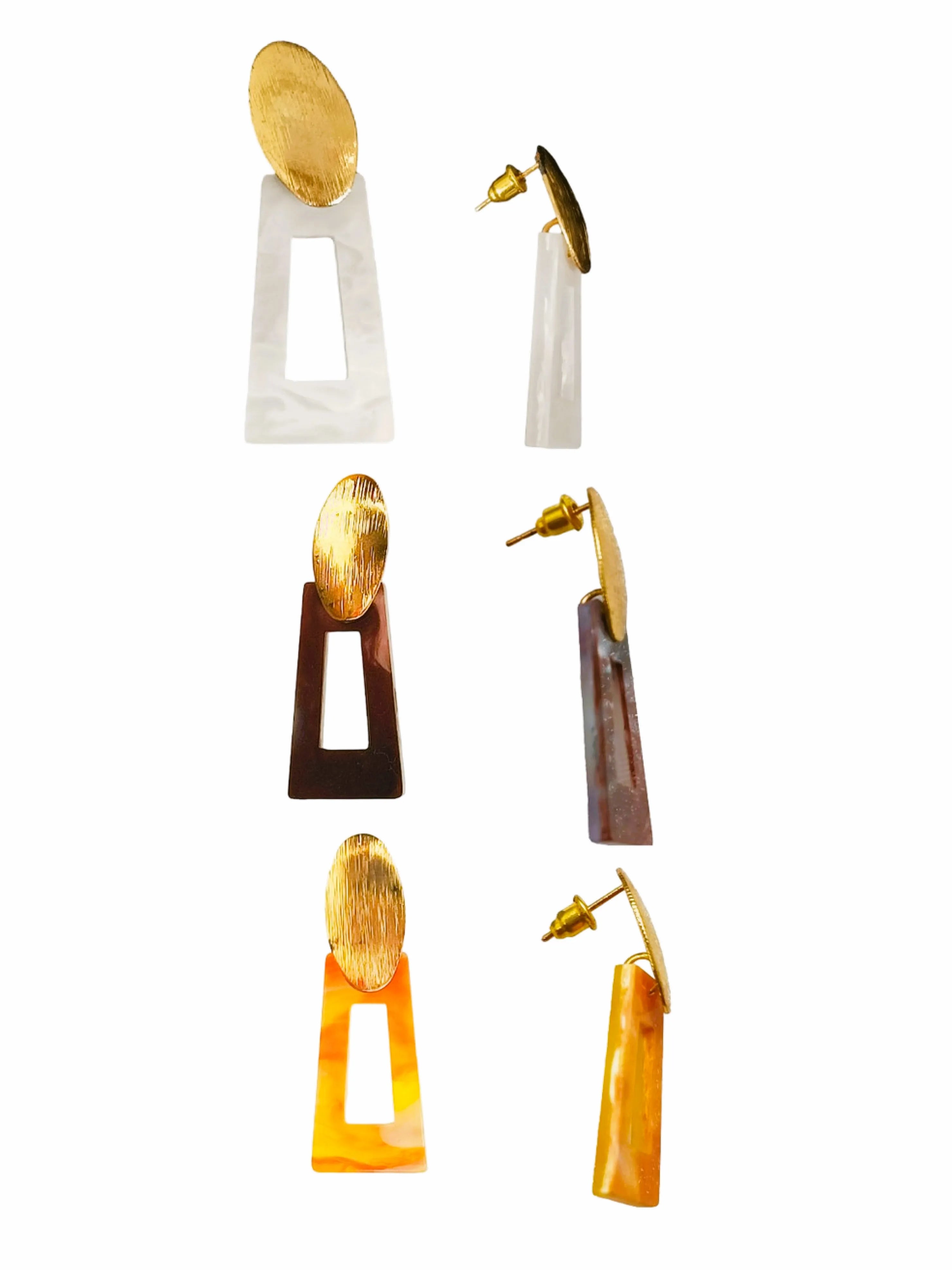 Gold Plated Geometric Earrings Set of 3