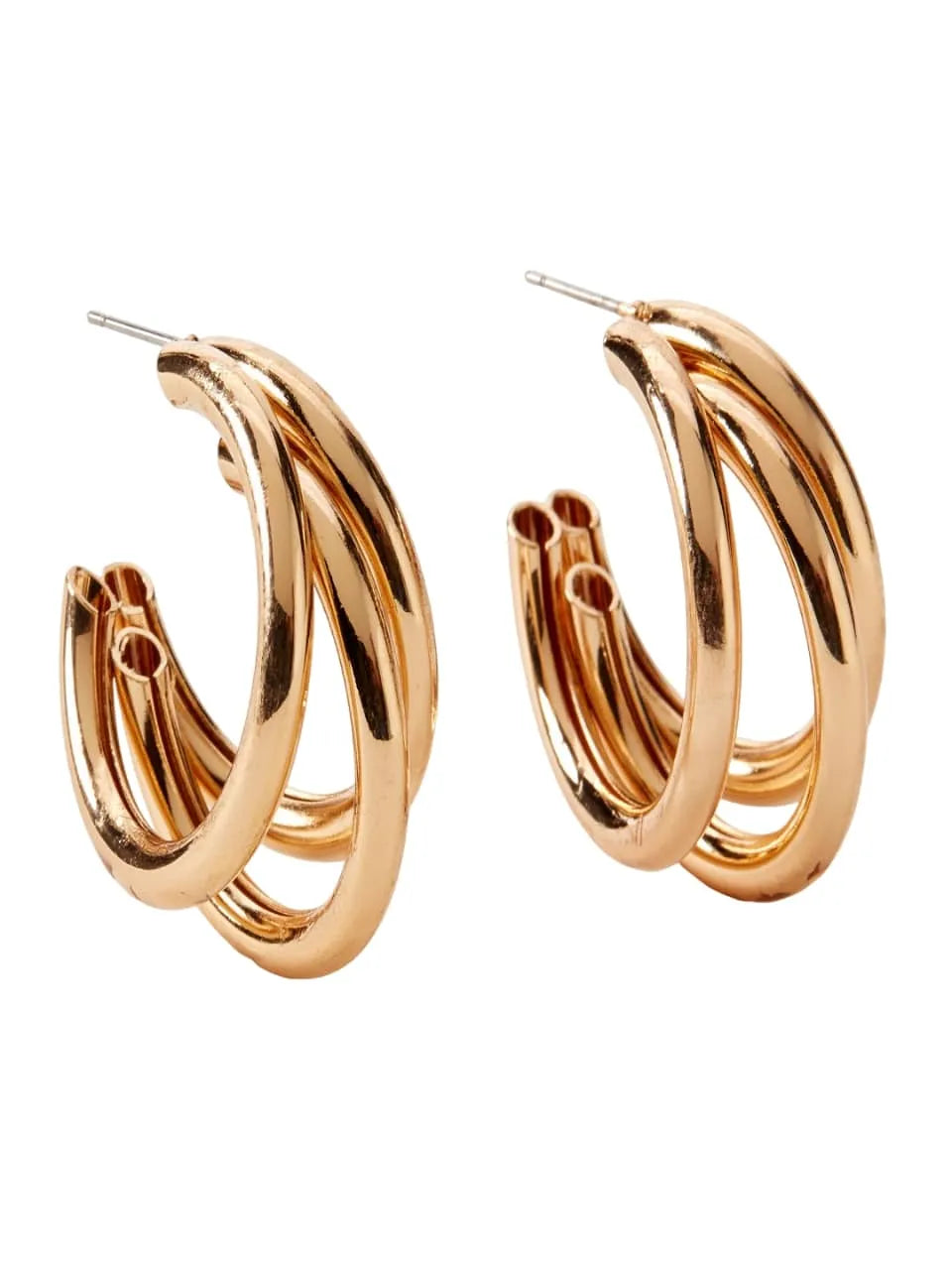 Set Of 3 Silver-Plated Triple Twist Half Hoop Earrings
