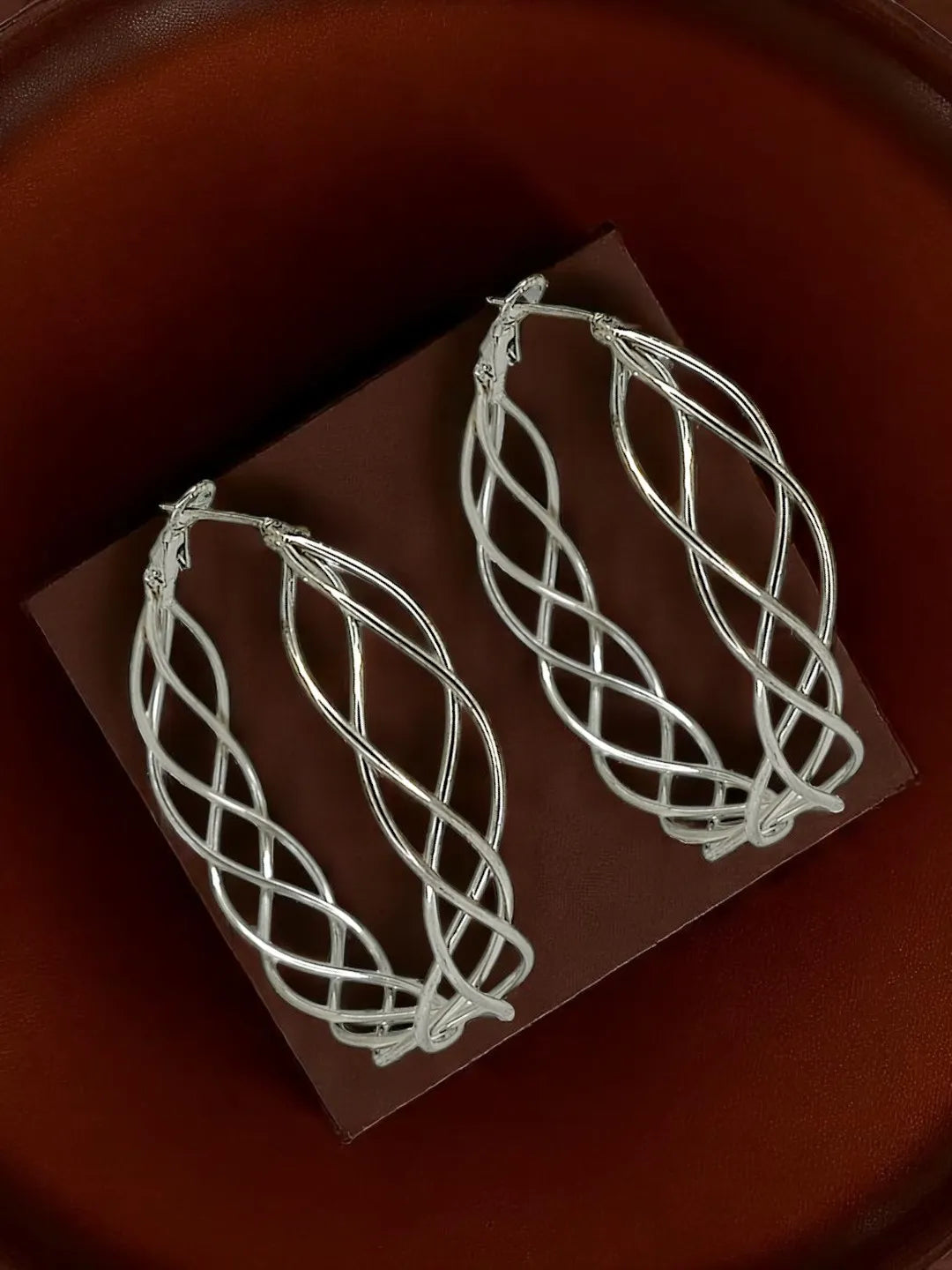 Silver Plated Big Round Geometric Hoop Earrings
