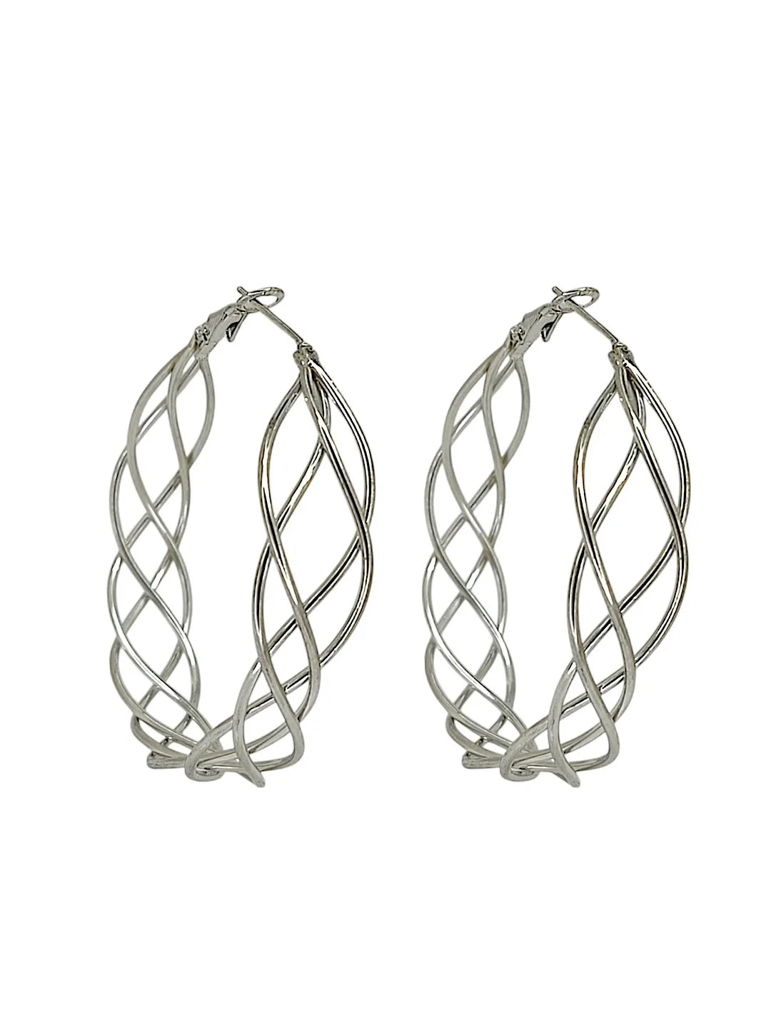 Silver Plated Big Round Geometric Hoop Earrings
