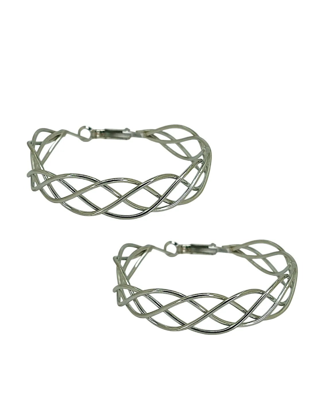 Silver Plated Big Round Geometric Hoop Earrings