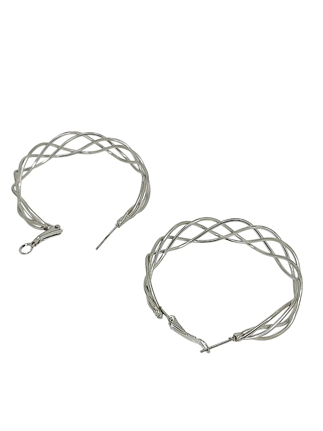 Silver Plated Big Round Geometric Hoop Earrings