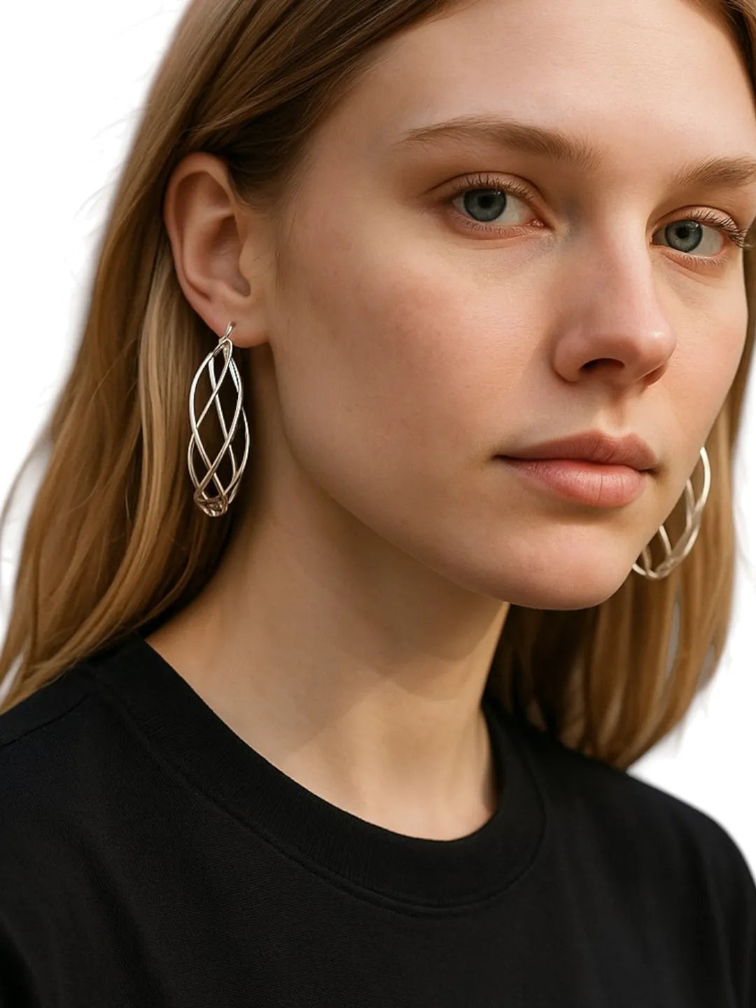 Silver Plated Big Round Geometric Hoop Earrings