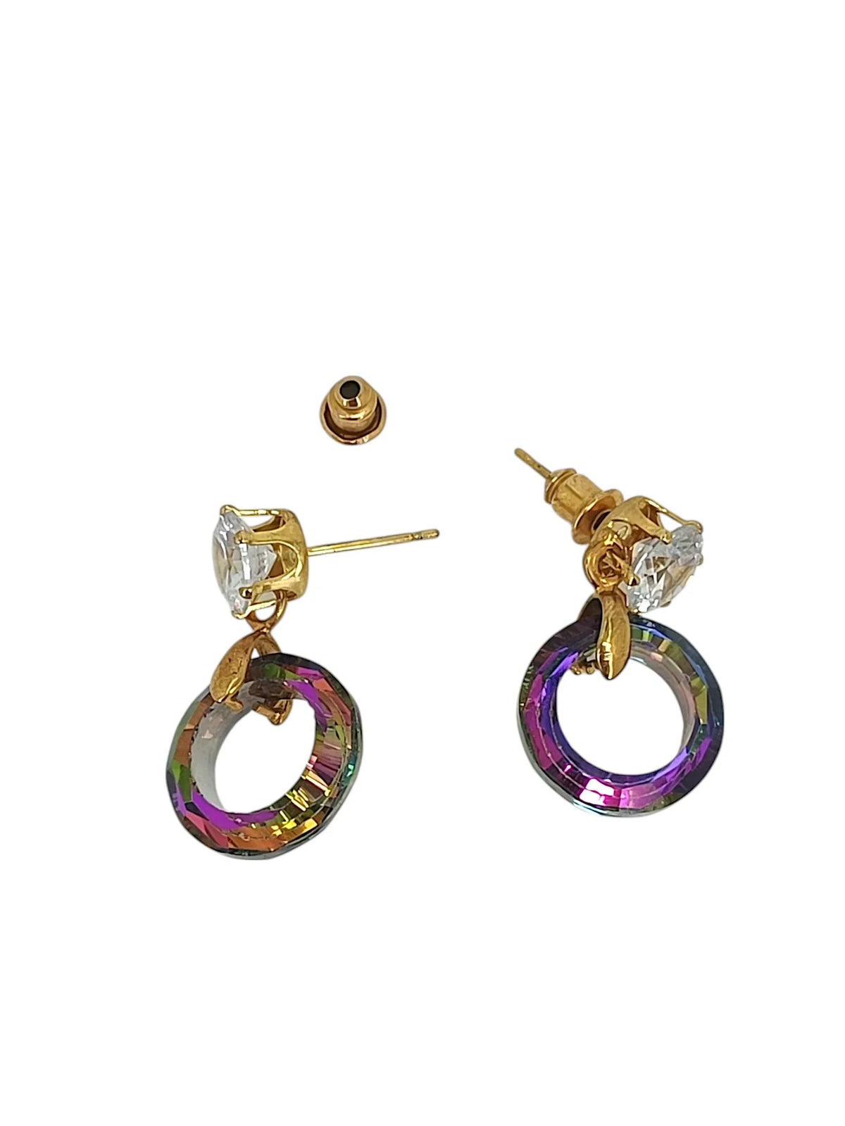 Gold Plated Purple Ring Shape Hoop Earrings